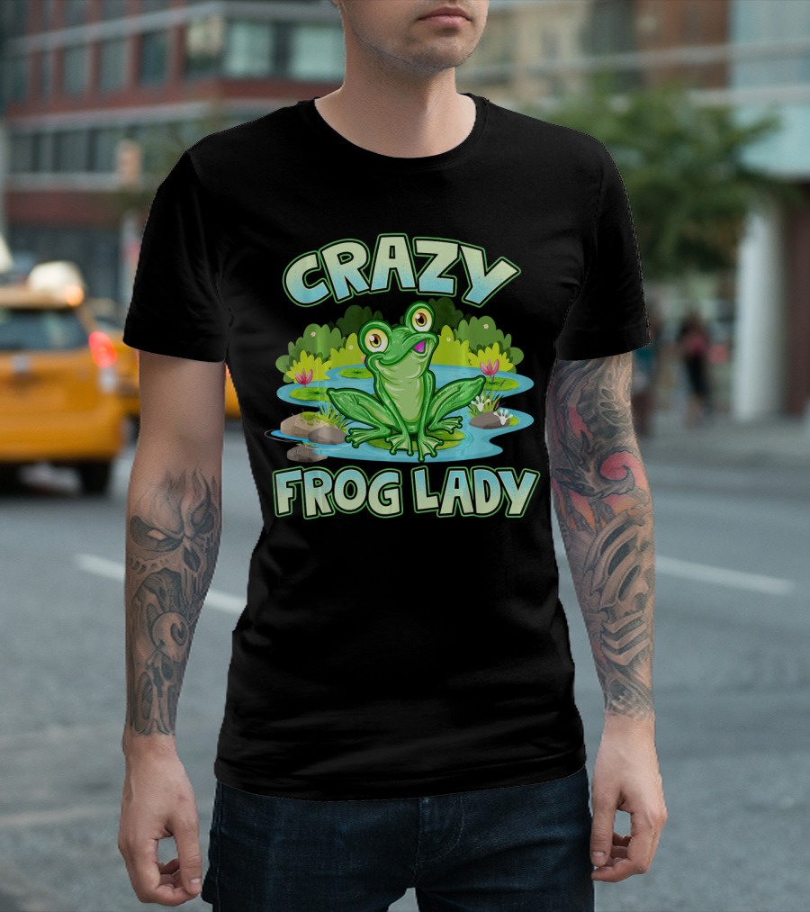 Crazy Frog Lady Lover Pond Lily Pads T-Shirt