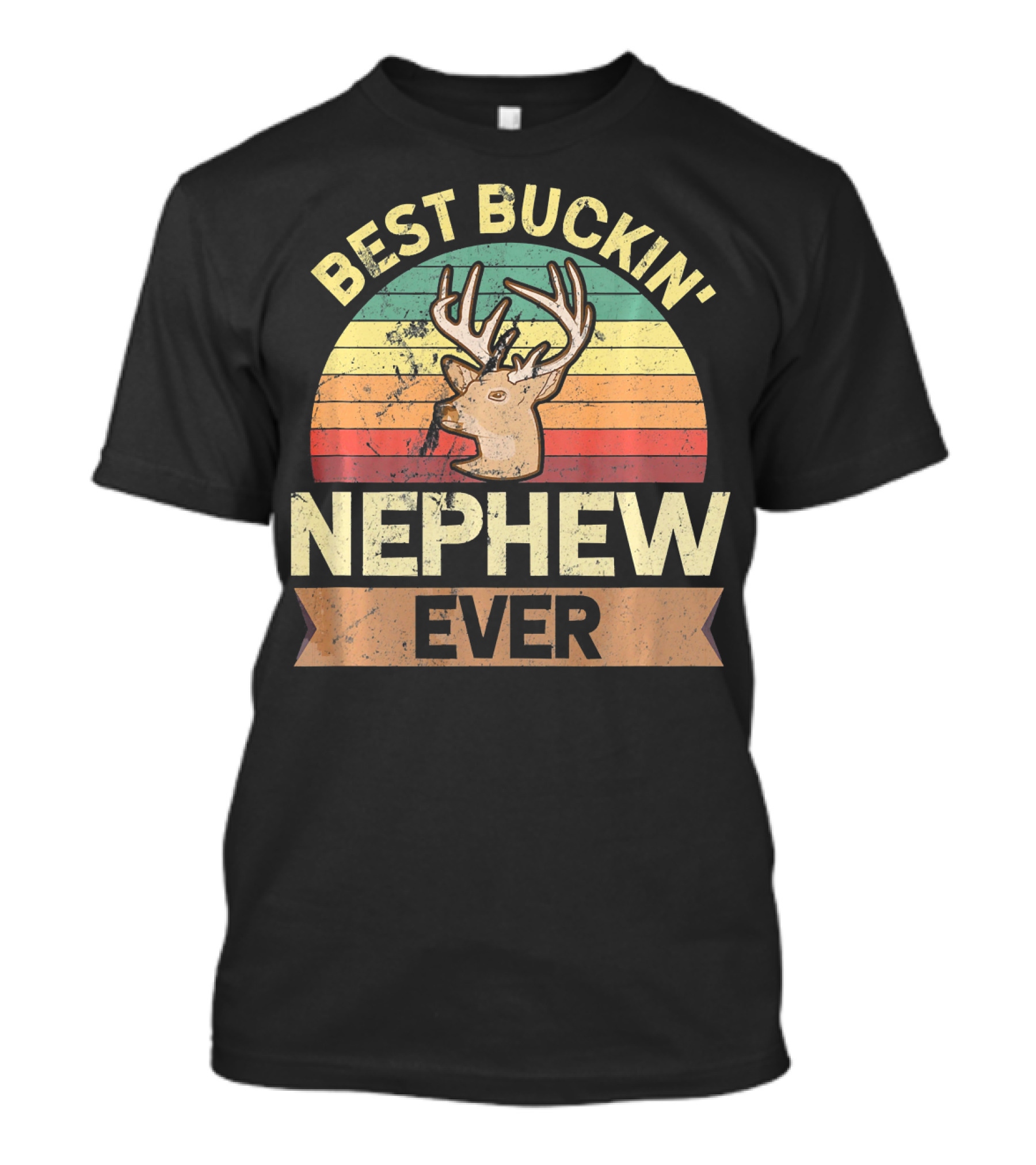 Best Buckin' Nephew Ever Deer Hunter Retro Stripes T-Shirt