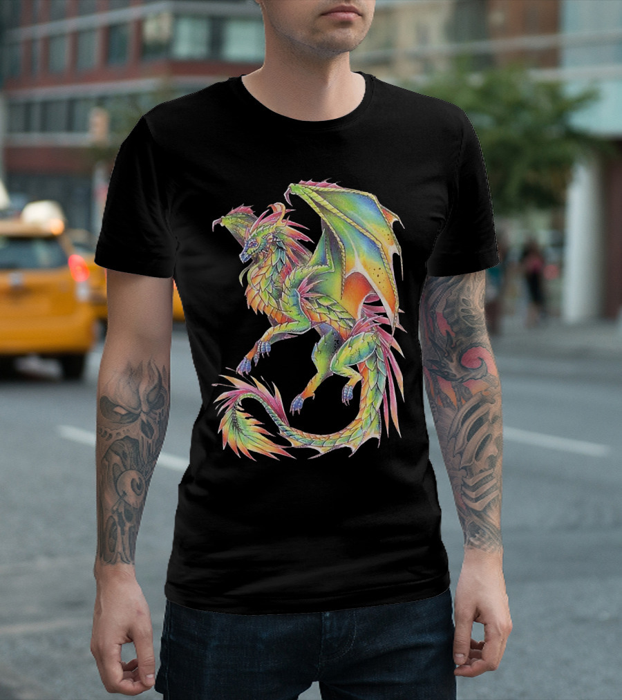 Colorful Dragon Cool Dragon Beautiful Dragon Fantasy Mythical Creature T-Shirt