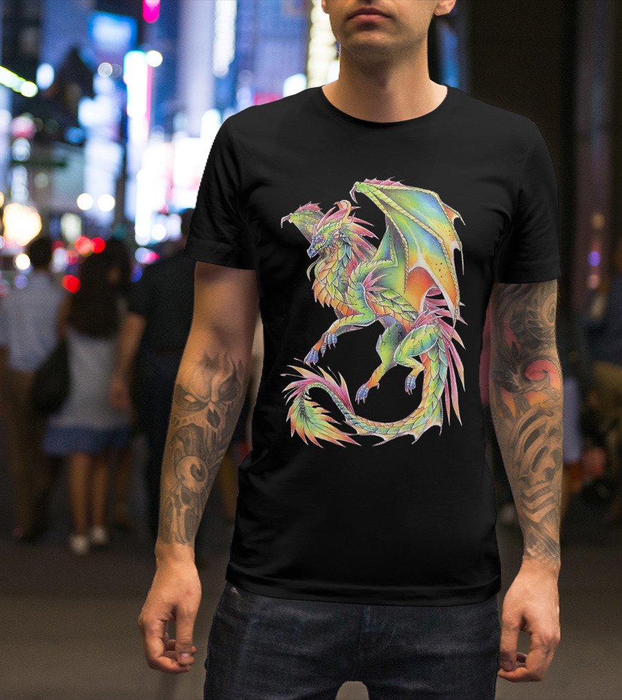 Colorful Dragon Cool Dragon Beautiful Dragon Fantasy Mythical Creature T-Shirt