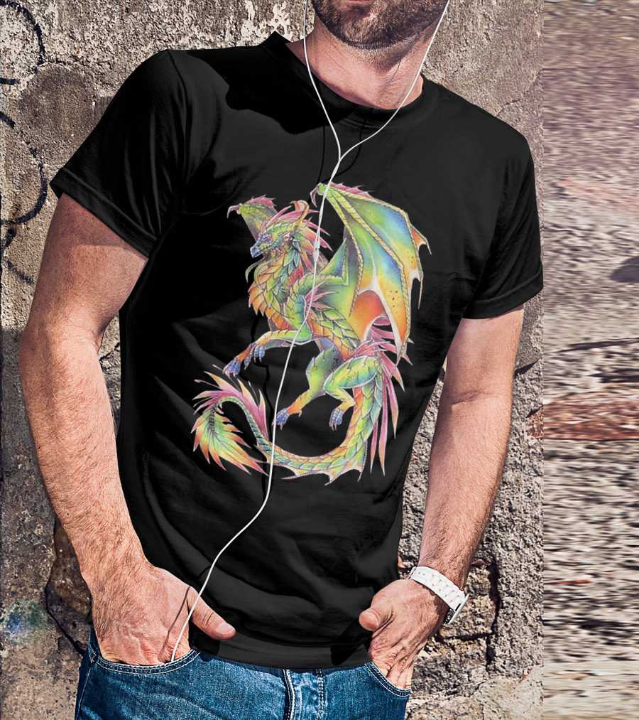 Colorful Dragon Cool Dragon Beautiful Dragon Fantasy Mythical Creature T-Shirt