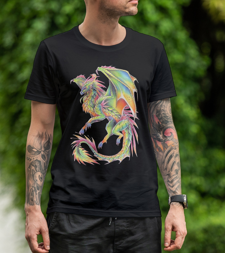Colorful Dragon Cool Dragon Beautiful Dragon Fantasy Mythical Creature T-Shirt