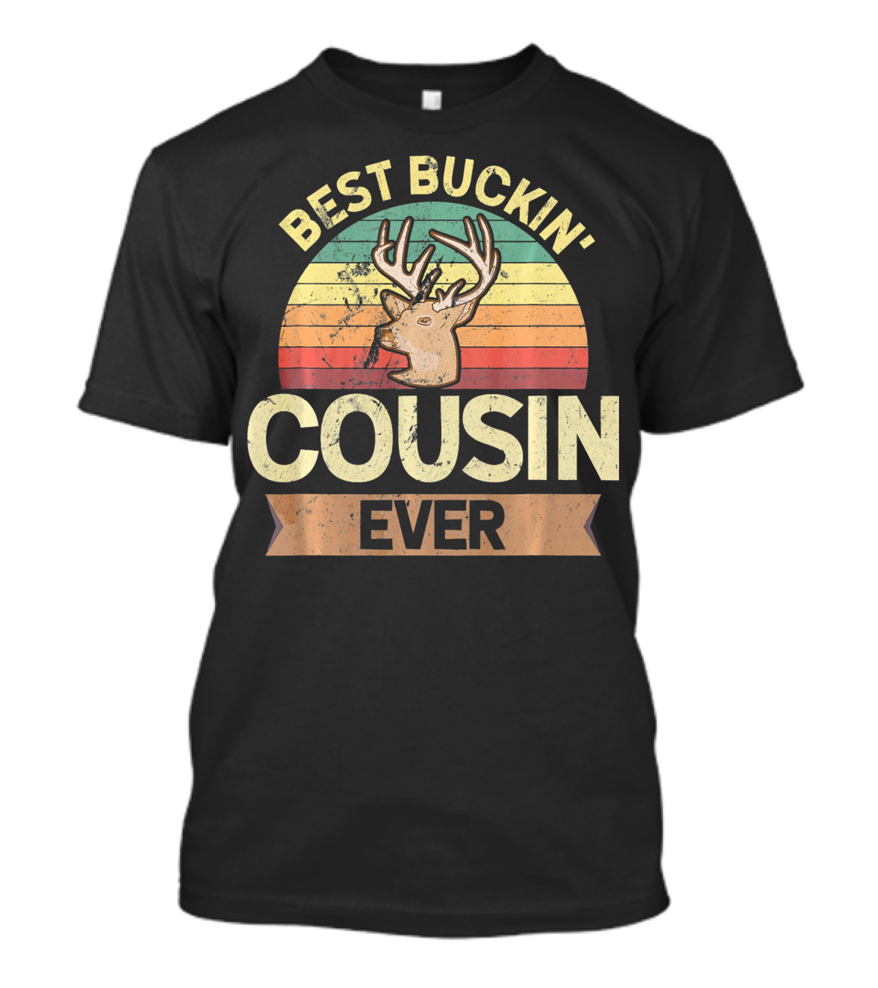 Best Buckin' Cousin Ever Deer Hunter Retro Sunset T-Shirt