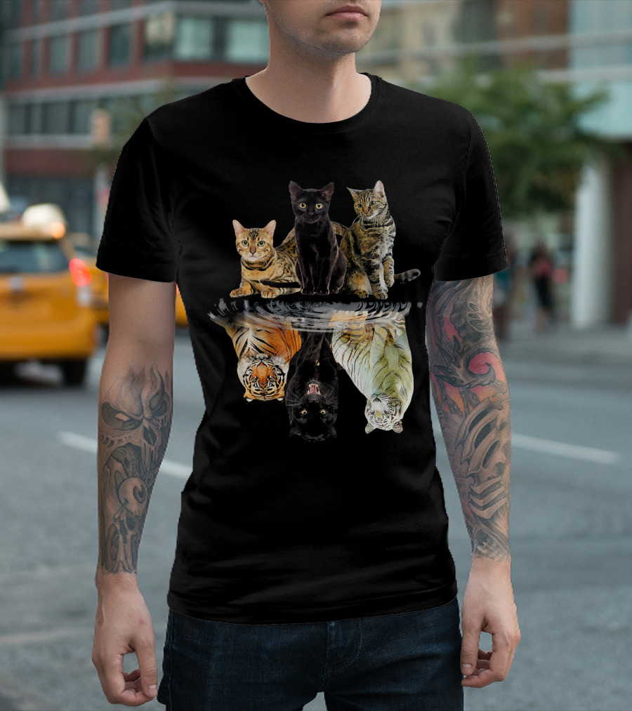 Cats Reflection Tigers Companion Cat Lovers T-Shirt