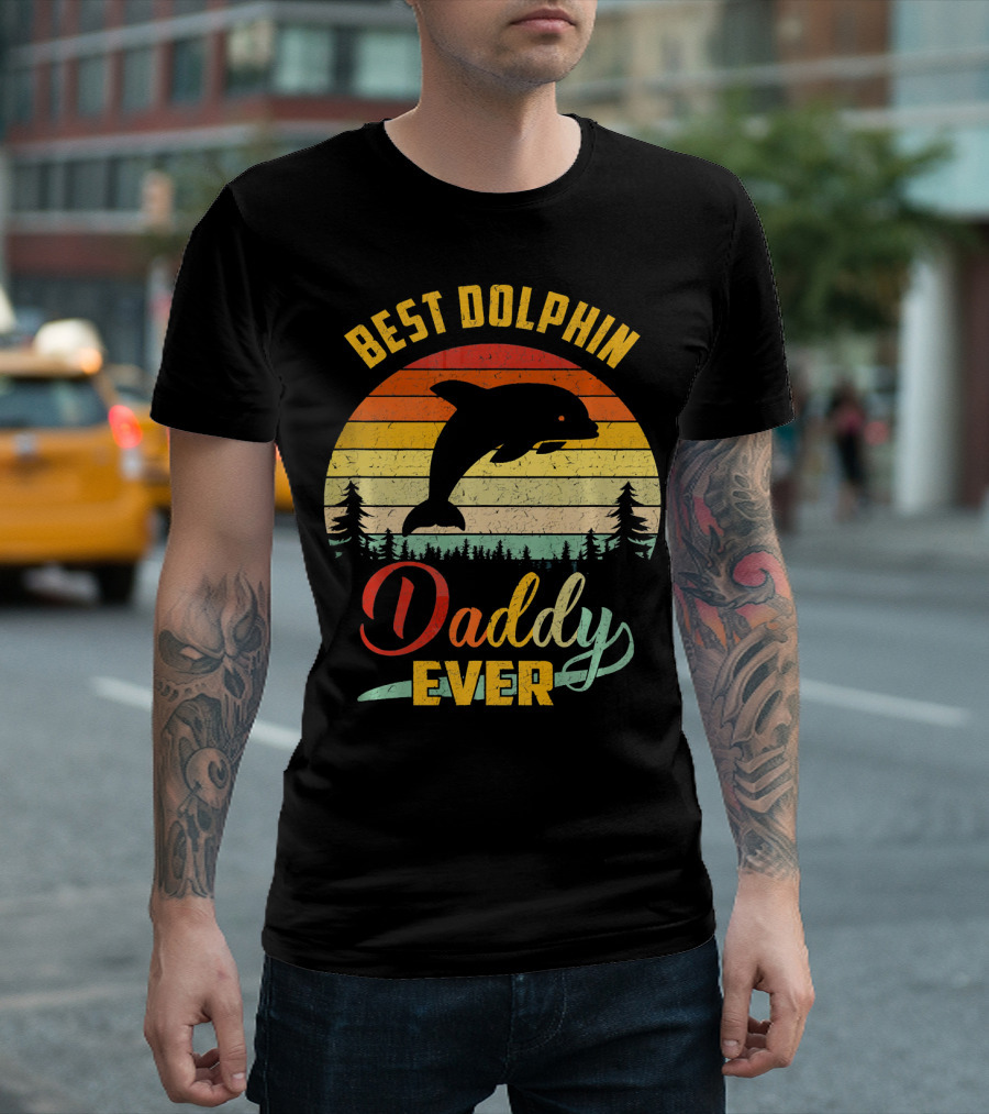 Best Dolphin Daddy Ever Retro Vintage Daddy Lover T-Shirt