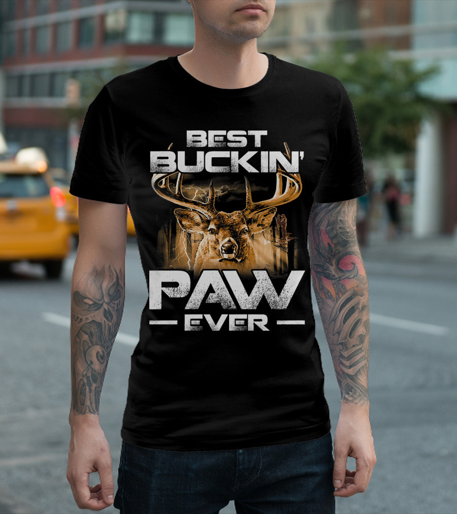 Best Buckin' Paw Ever Deer Hunting Antler Lightning Stag T-Shirt
