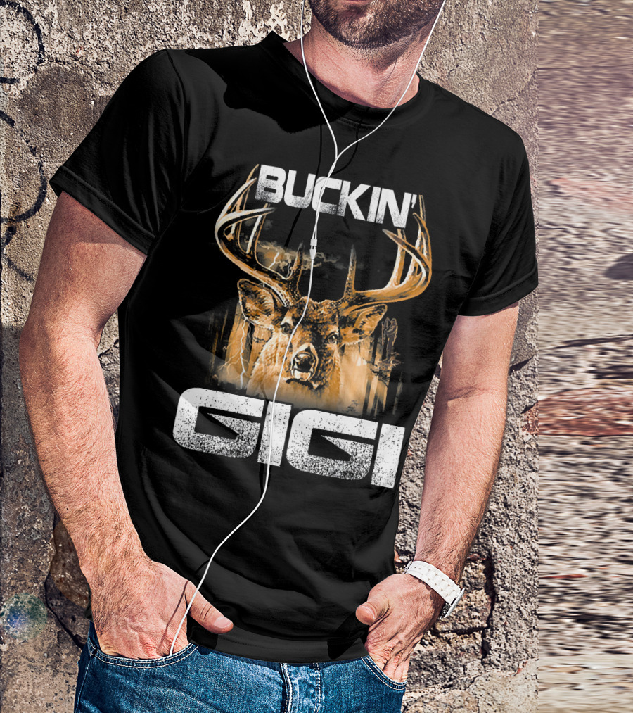Buckin Gigi Majestic Deer With Antlers In Lightning Storm T-Shirt