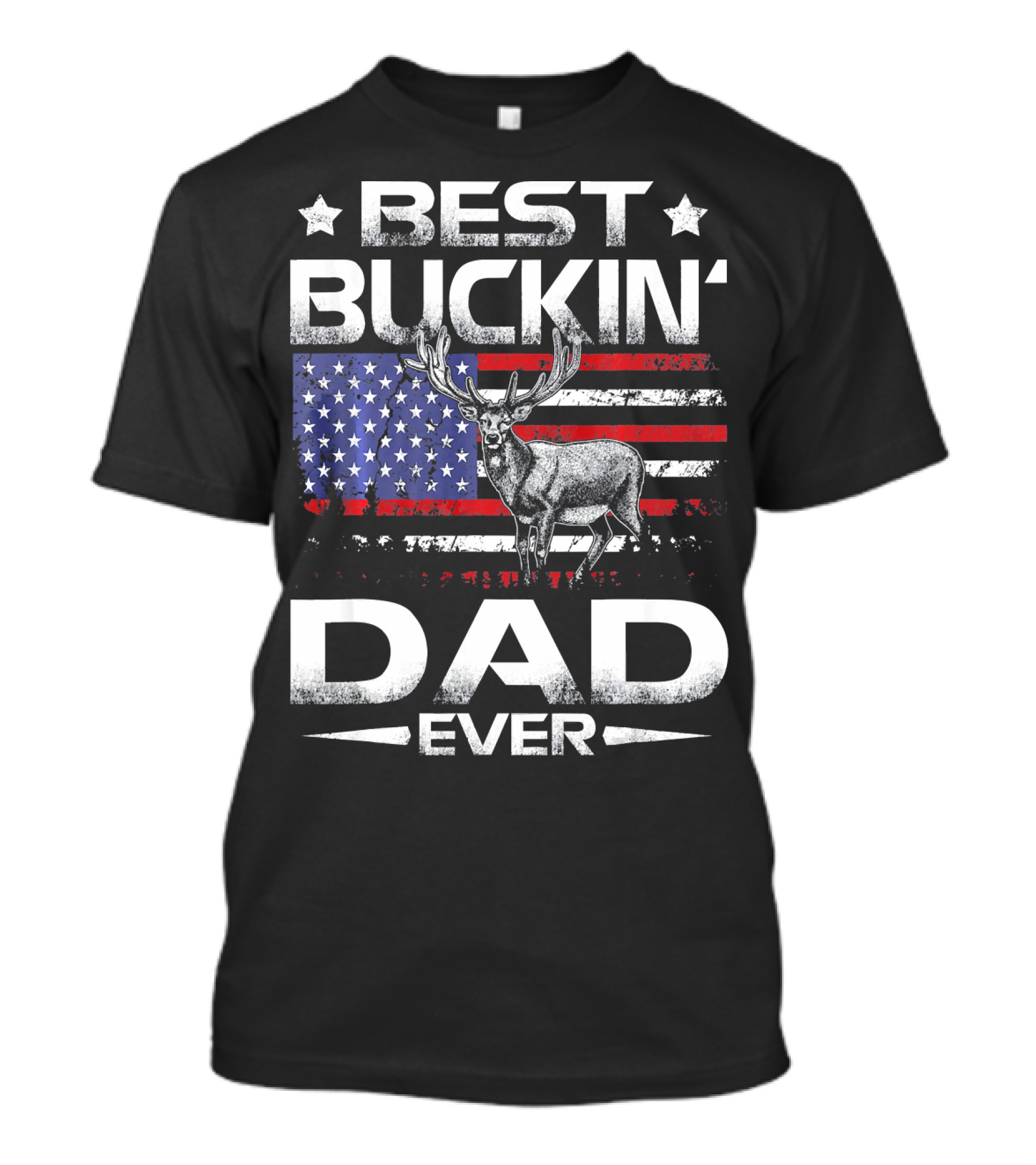 Best Buckin' Dad Ever Deer Hunting American Flag Patriotic Deer T-Shirt