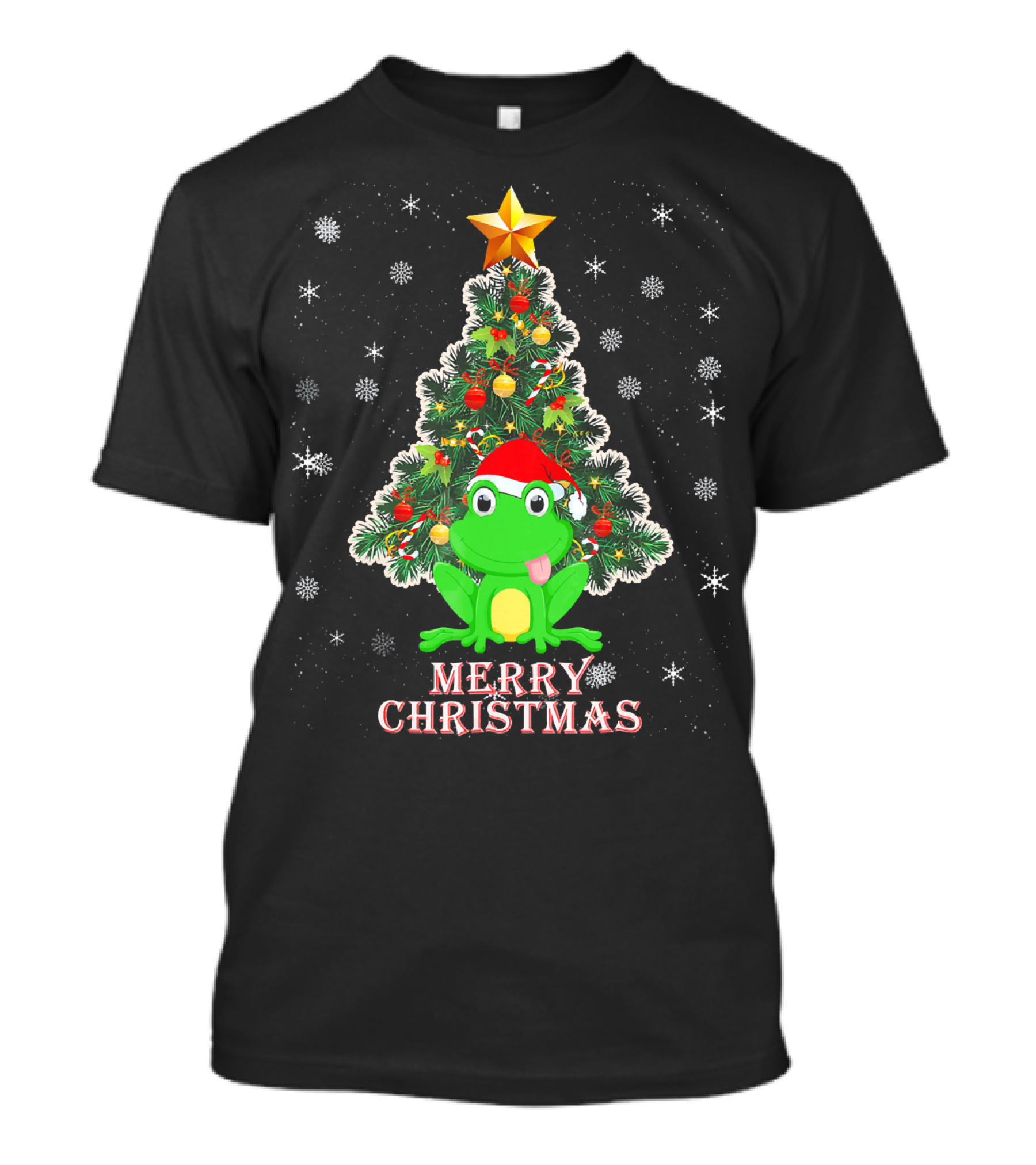 Merry Christmas Cute Xmas Frog Tree T-Shirt