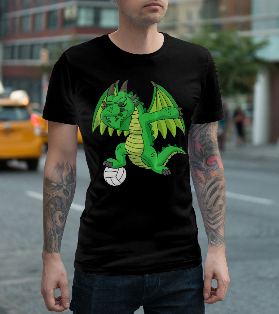 Dabbing Dragon With Volleyball Playful Sports T-Shirt