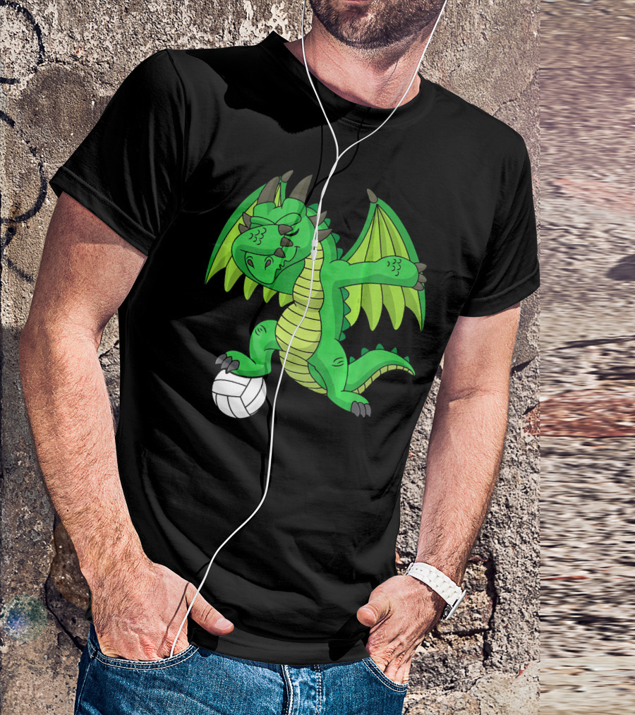 Dabbing Dragon With Volleyball Playful Sports T-Shirt