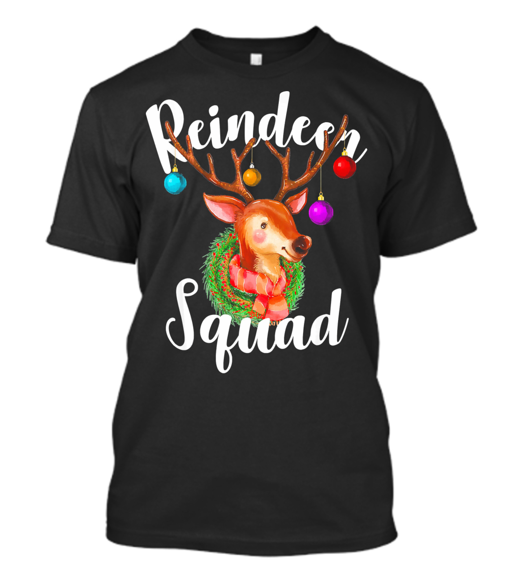 Reindeer Squad Christmas Deer With Holiday Ornaments T-Shirt