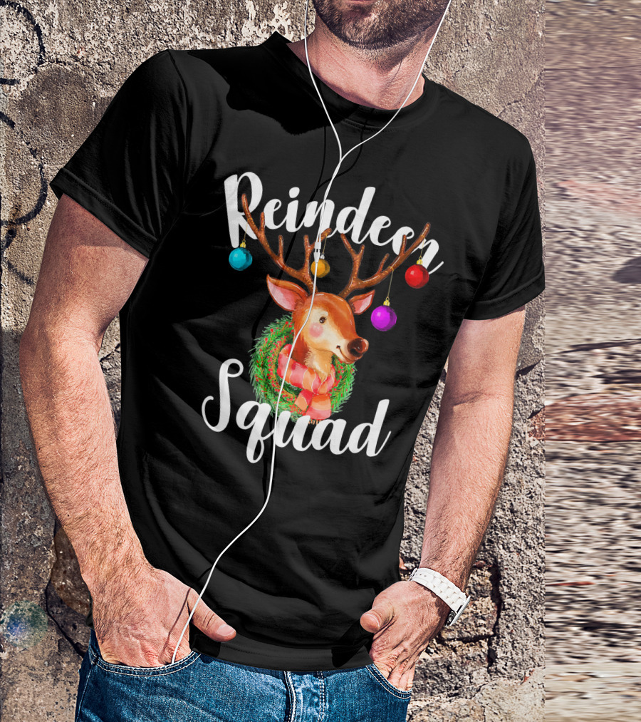 Reindeer Squad Christmas Deer With Holiday Ornaments T-Shirt