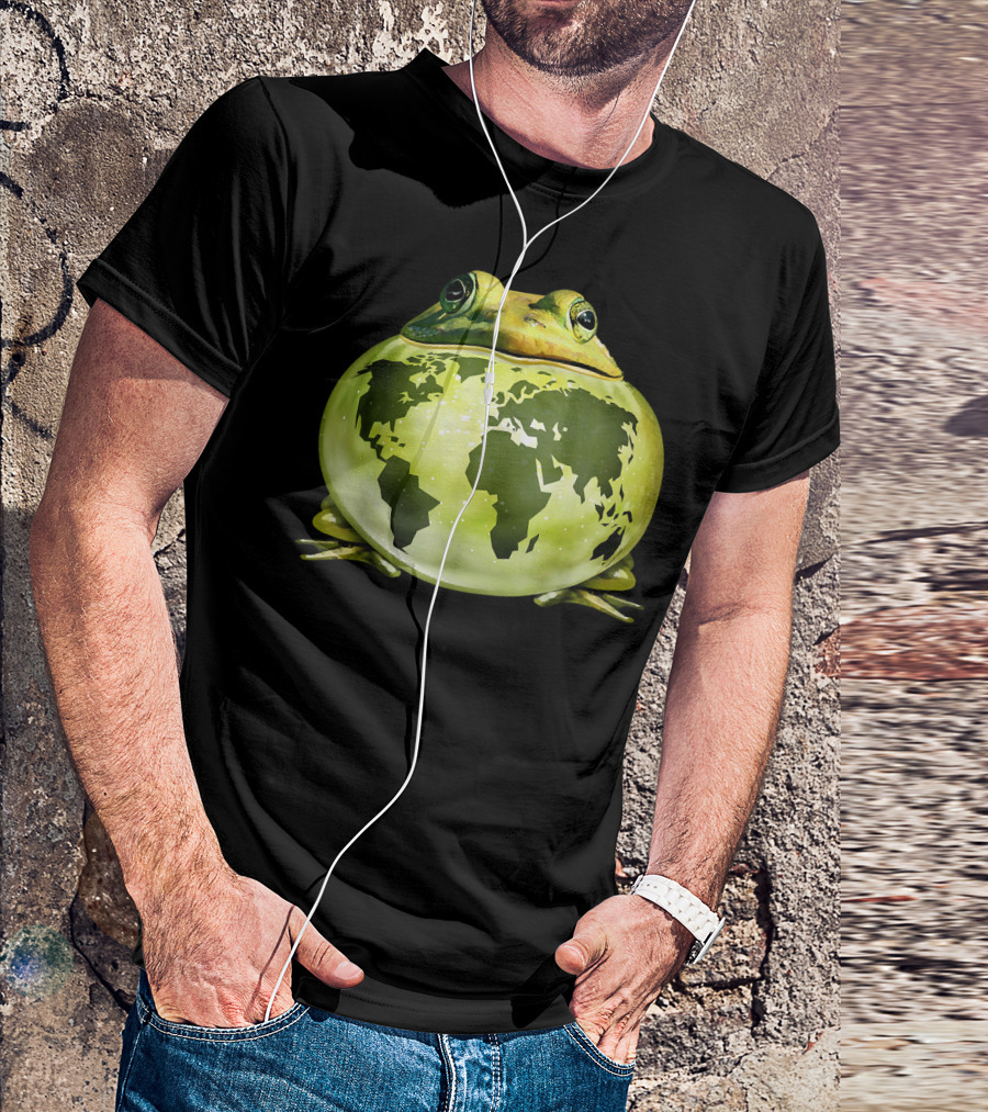 Clean Planet Save The Earth World Map Frog T-Shirt