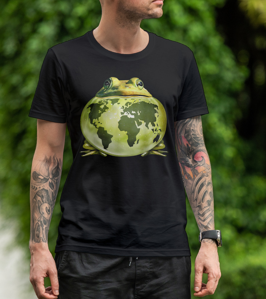 Clean Planet Save The Earth World Map Frog T-Shirt
