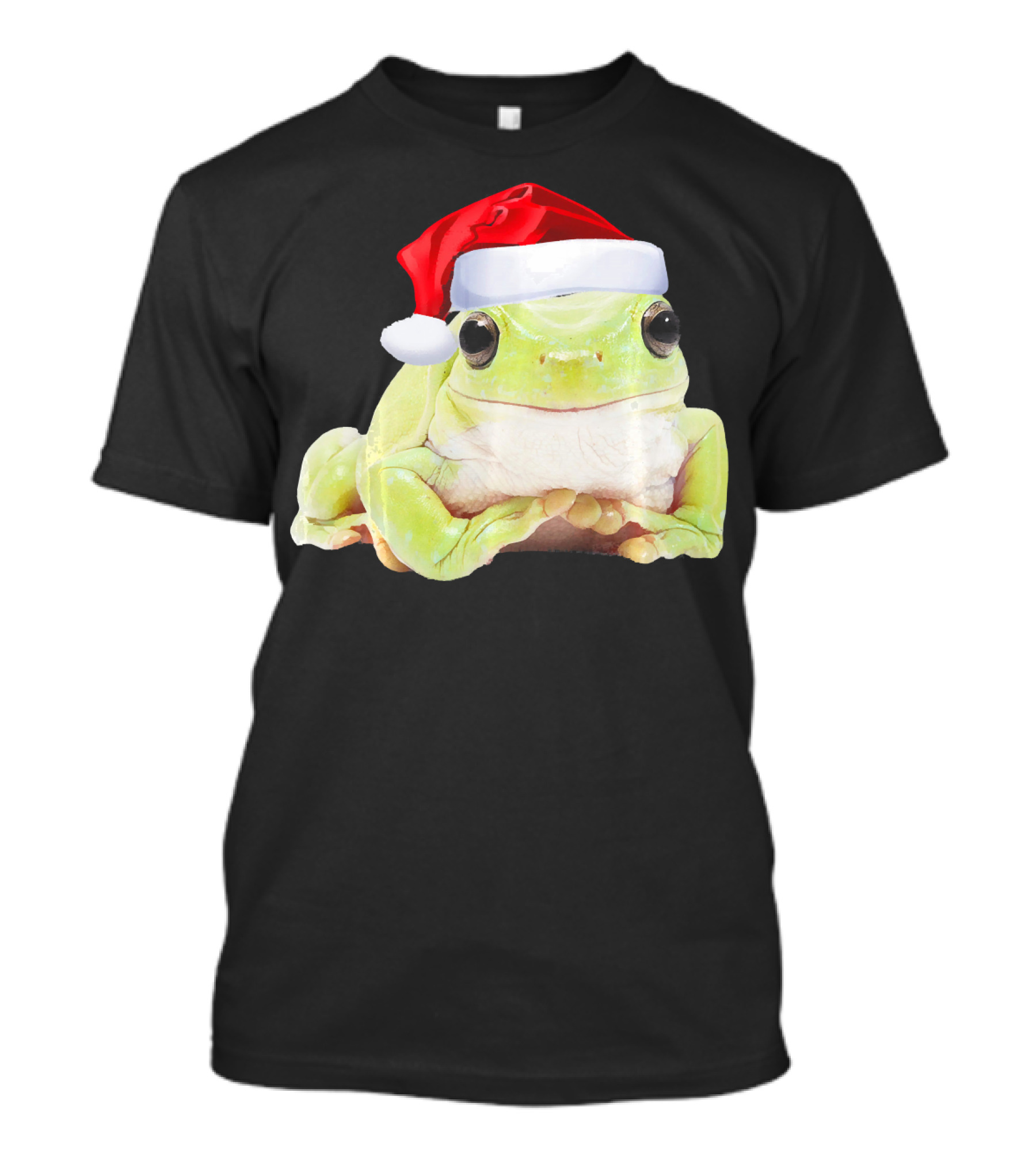 Cute Tree Frog Wearing Santa Hat Fun Image T-Shirt