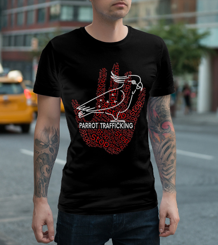Stop Parrot Trafficking Cockatoo Handprint T-Shirt