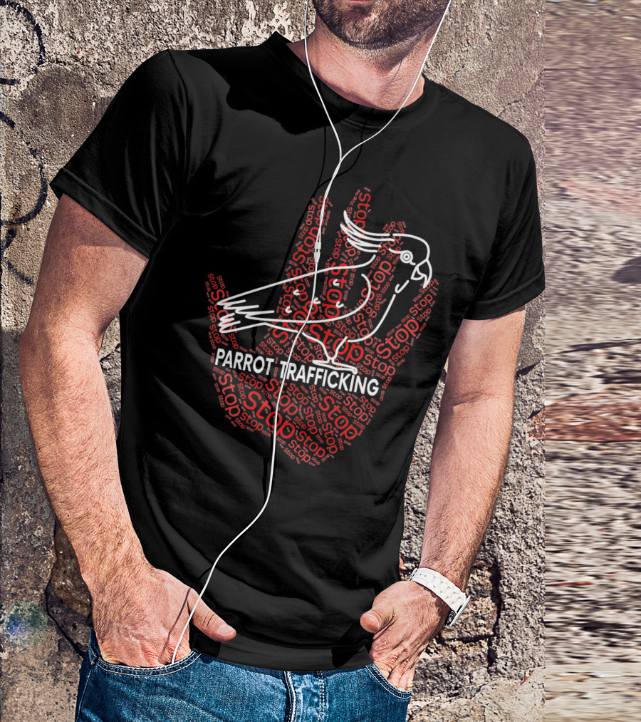 Stop Parrot Trafficking Cockatoo Handprint T-Shirt