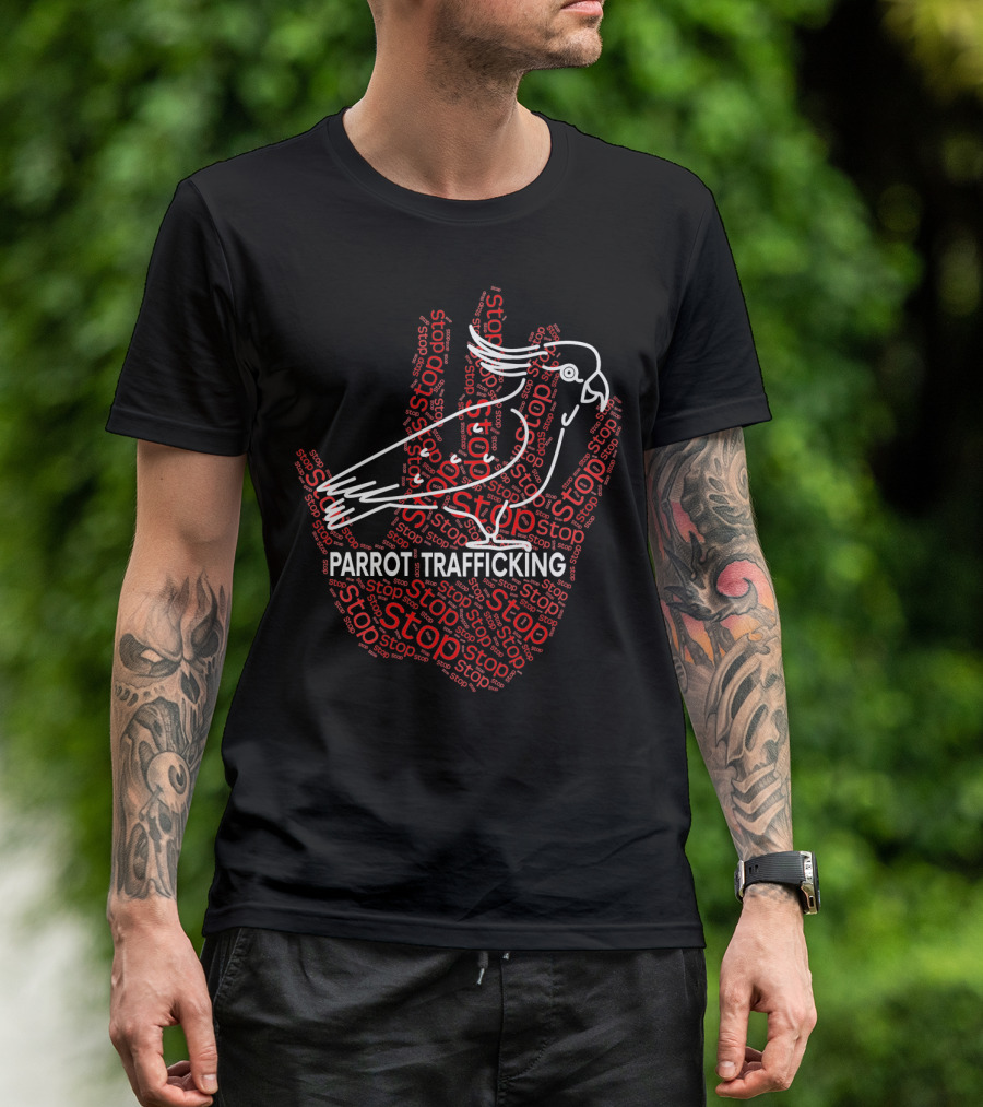 Stop Parrot Trafficking Cockatoo Handprint T-Shirt