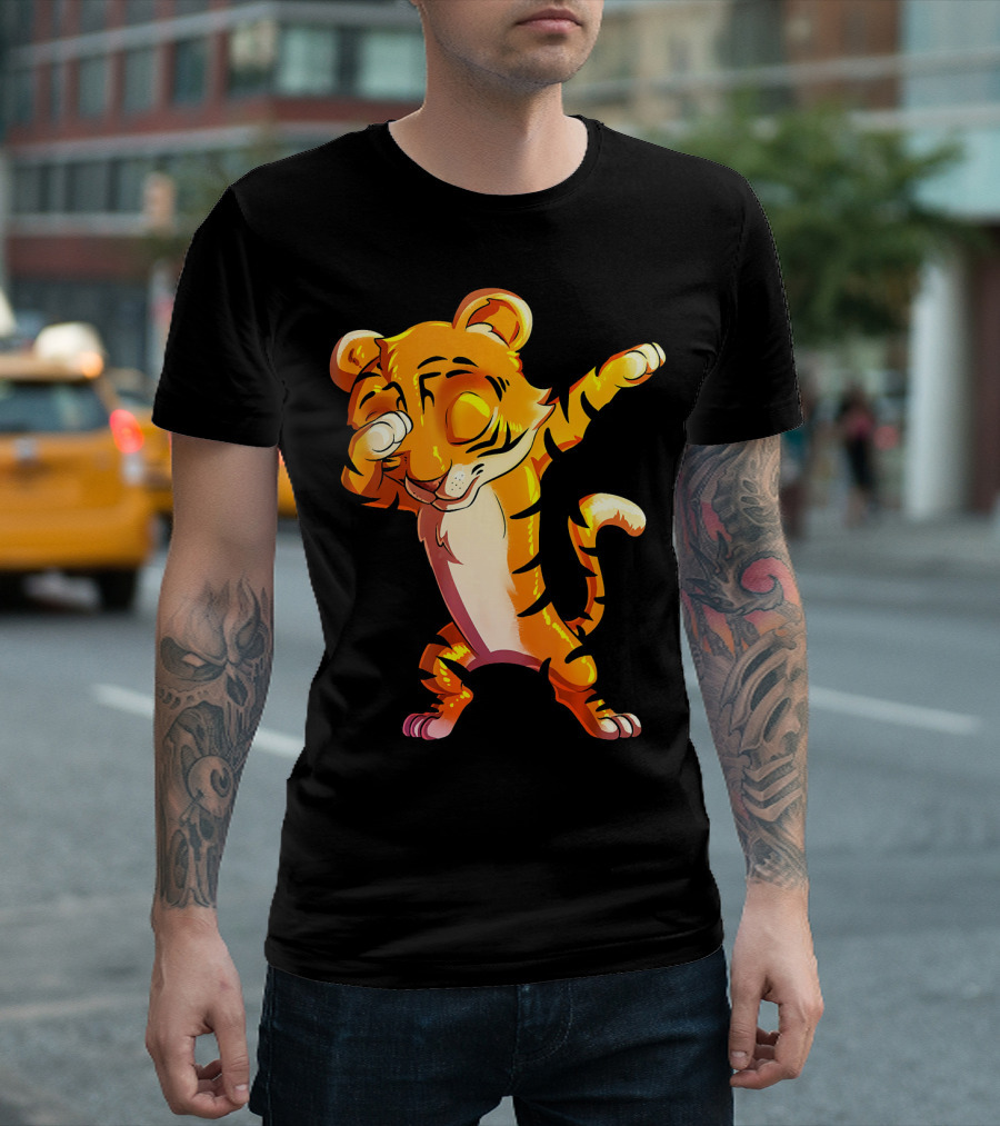 Cute Dabbing Tiger Big Cat Cub Playful Dance Pose T-Shirt
