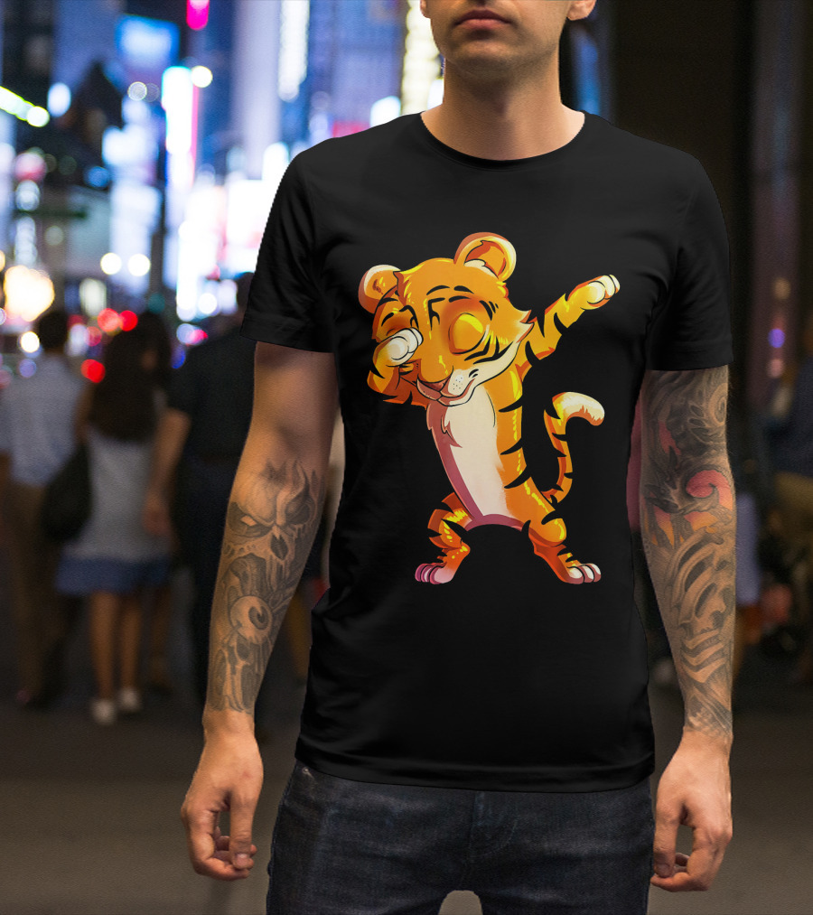 Cute Dabbing Tiger Big Cat Cub Playful Dance Pose T-Shirt