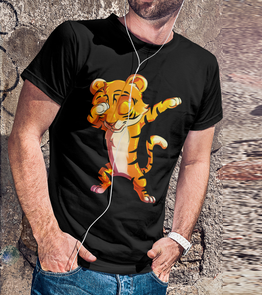 Cute Dabbing Tiger Big Cat Cub Playful Dance Pose T-Shirt
