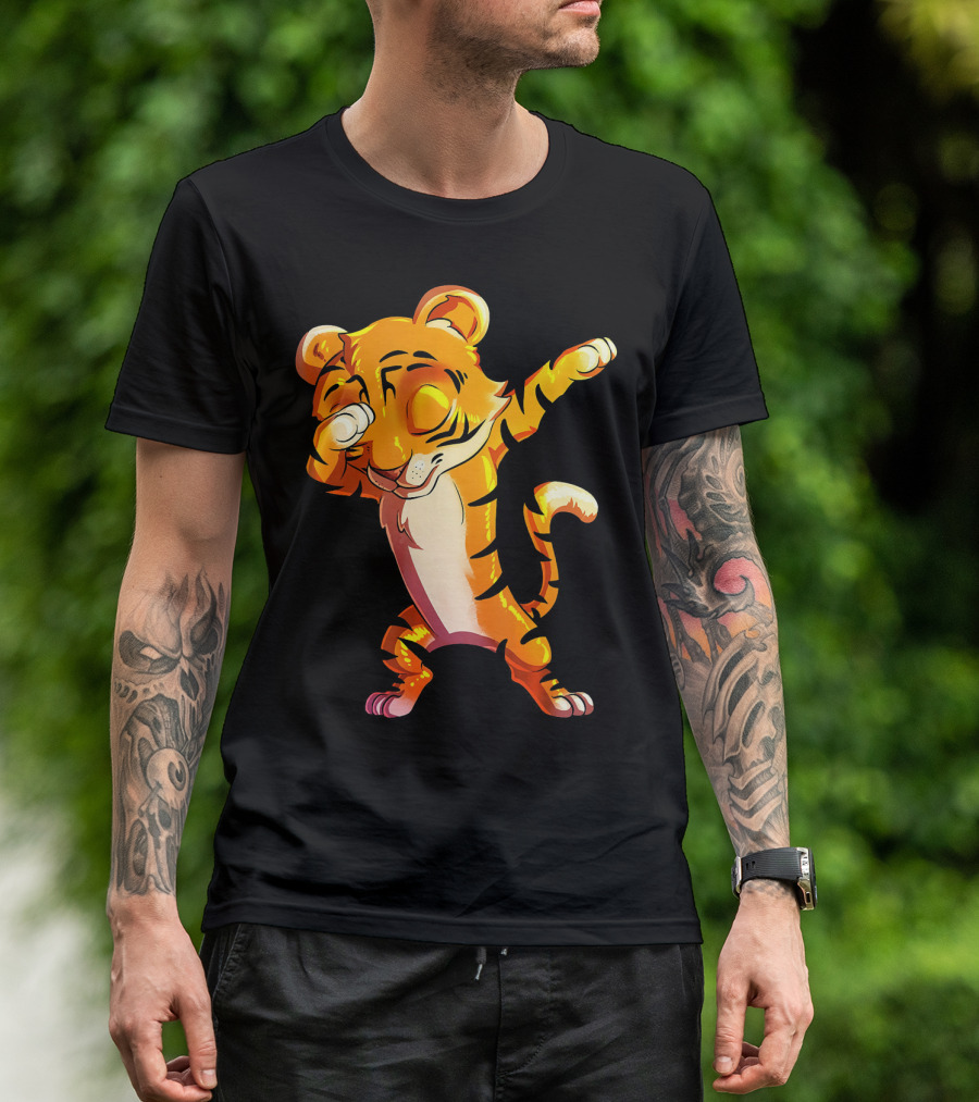 Cute Dabbing Tiger Big Cat Cub Playful Dance Pose T-Shirt