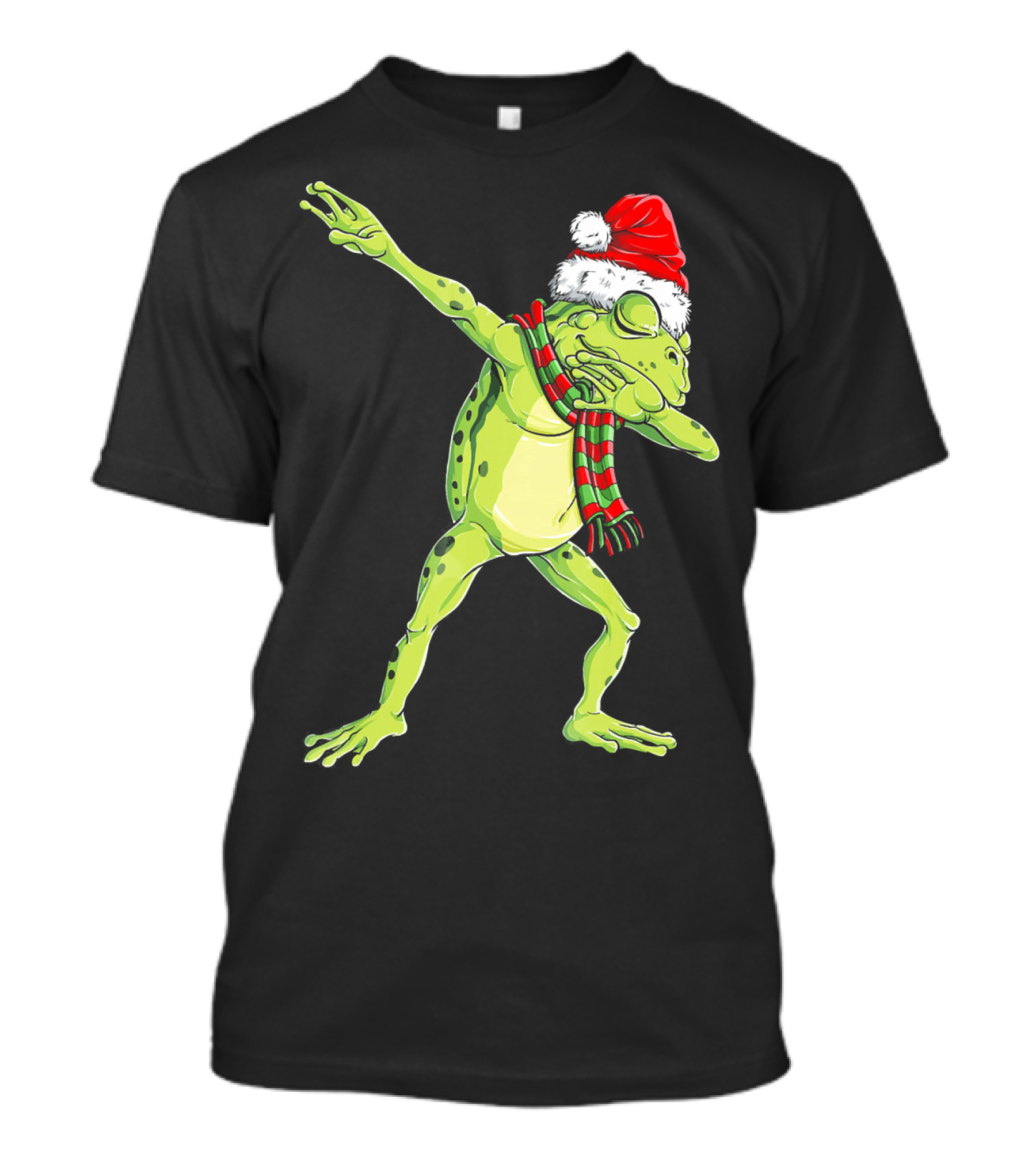 Christmas Dab Frog Santa Hat And Scarf T-Shirt