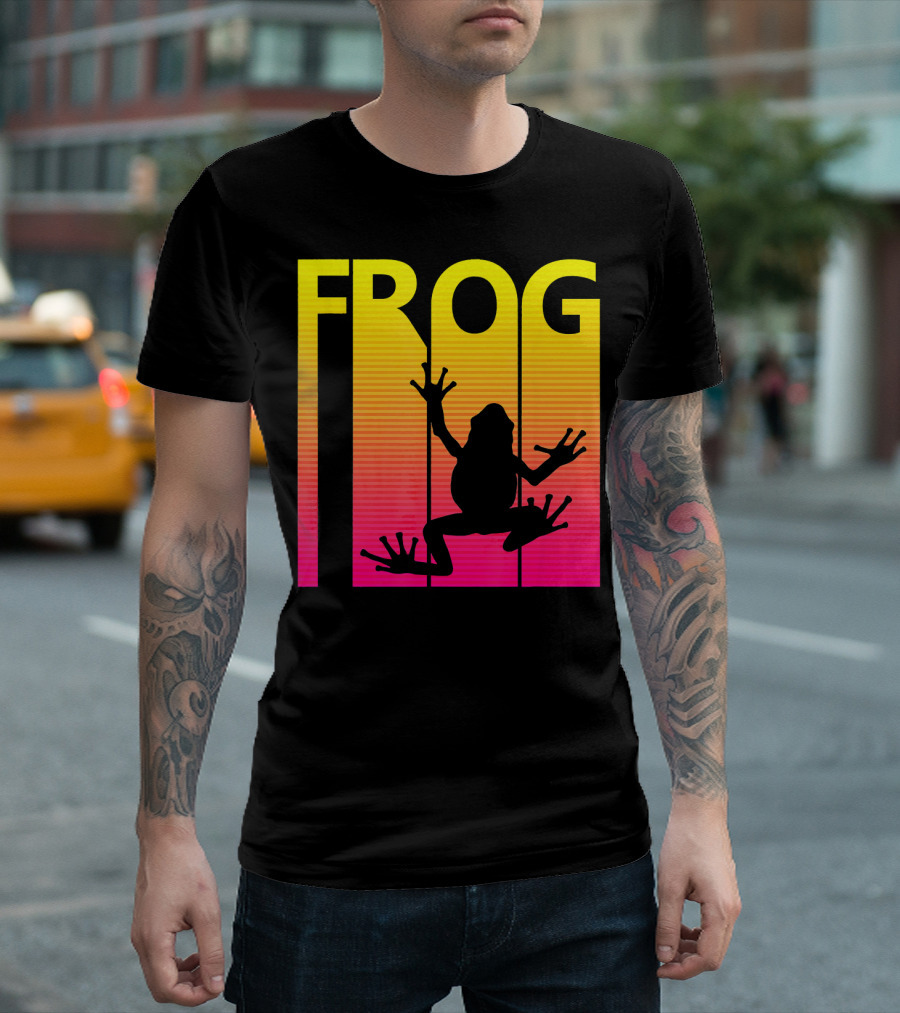 1980s Retro Frog Silhouette Animal Lover T-Shirt