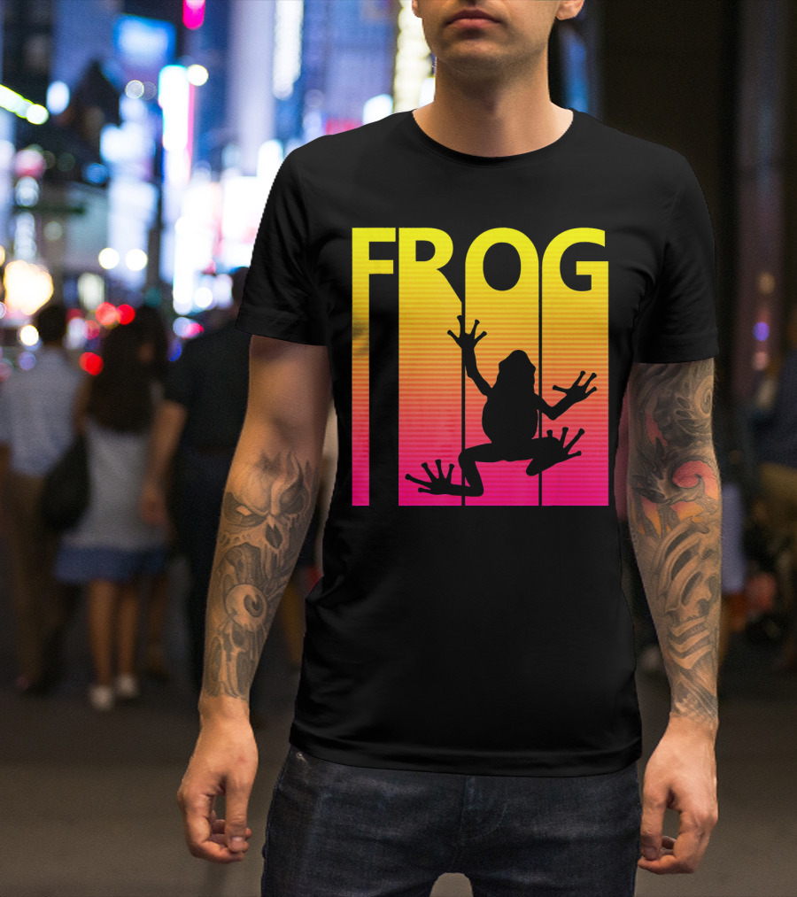 1980s Retro Frog Silhouette Animal Lover T-Shirt