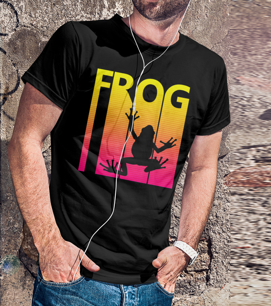 1980s Retro Frog Silhouette Animal Lover T-Shirt