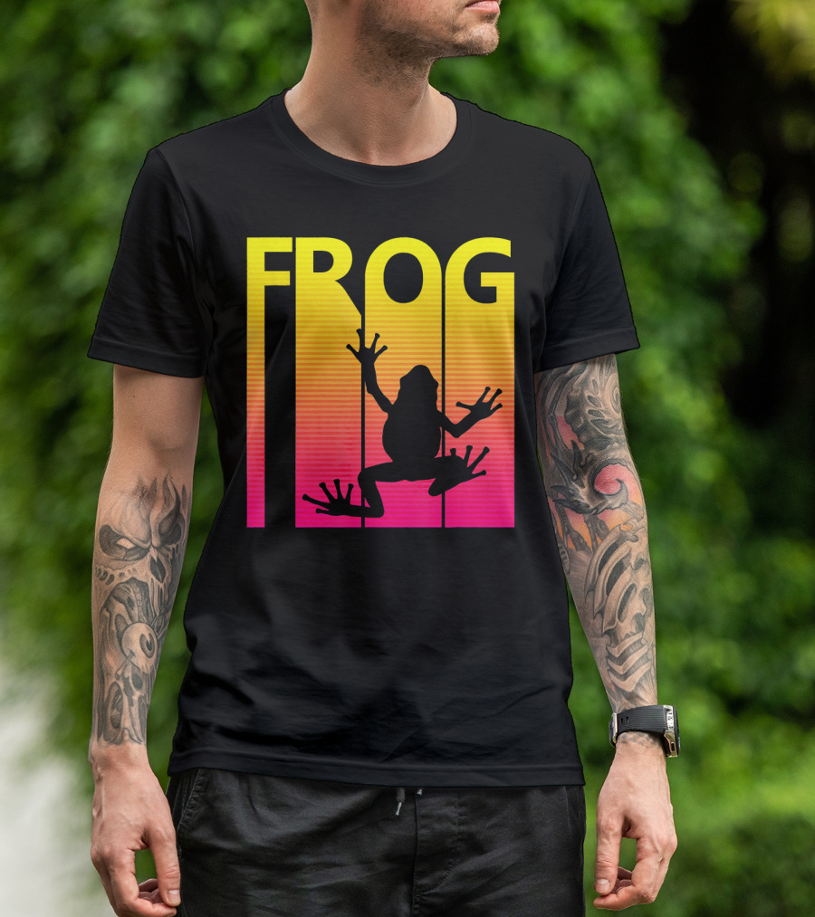 1980s Retro Frog Silhouette Animal Lover T-Shirt