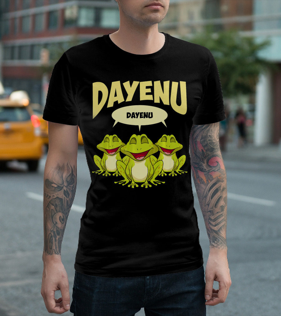 Dayenu Frogs Trio in Speech Bubble for Funny Passover T-Shirt