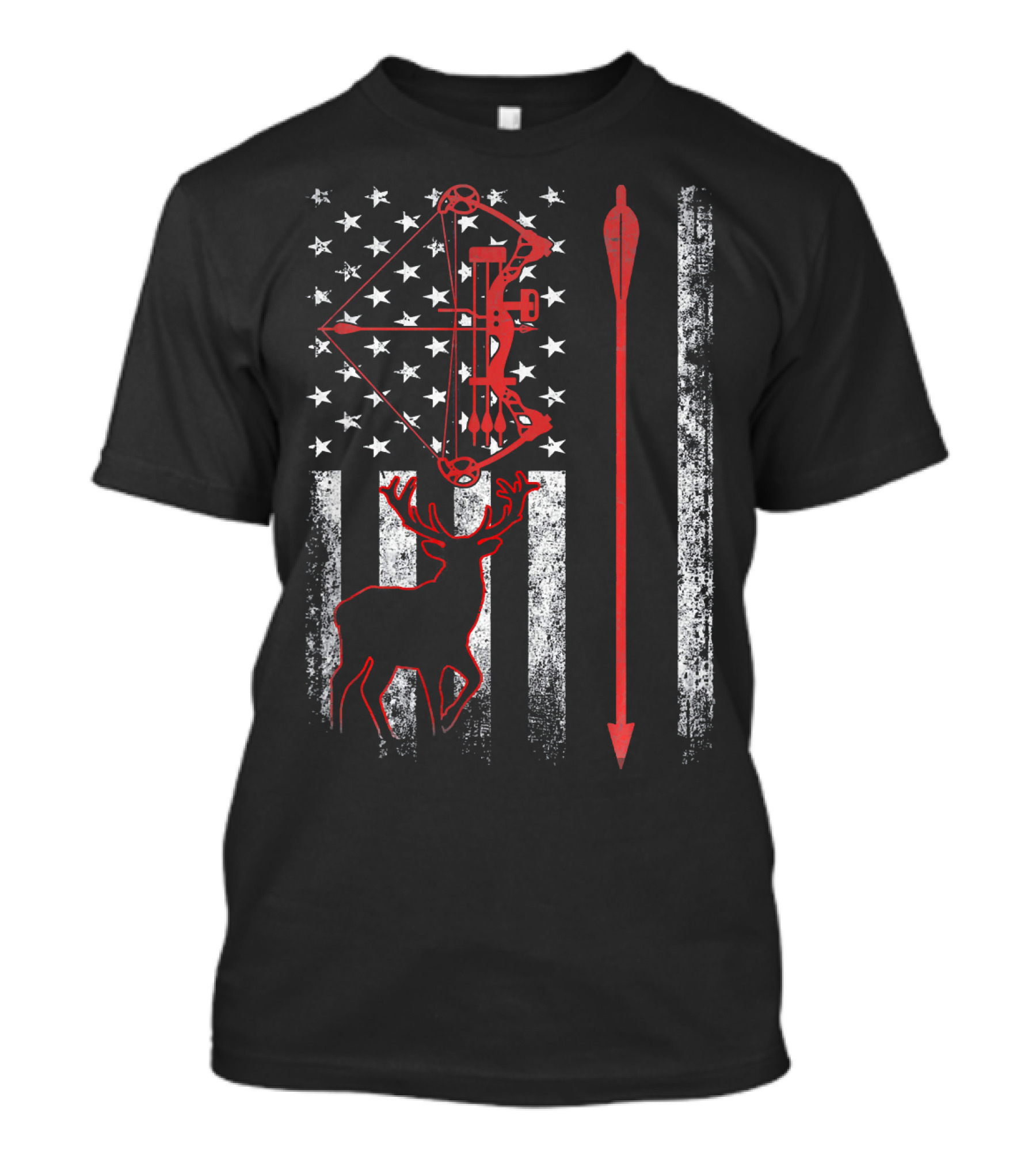 American Flag Deer And Bow Hunting USA T-Shirt