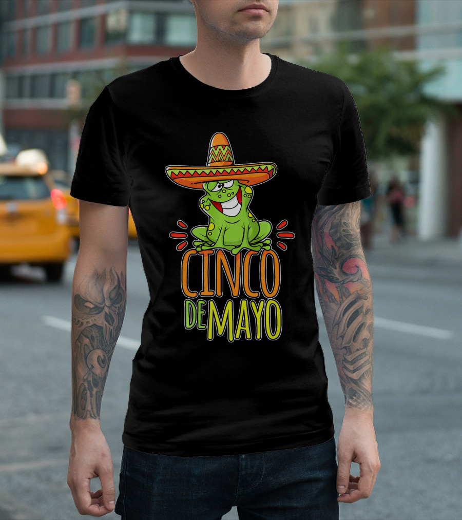 Cinco De Mayo Fun Mexican Fiesta Frog with Sombrero T-Shirt