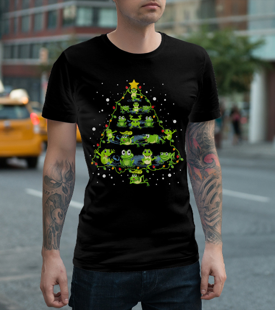 Frog Christmas Tree Cute Festive Frog Xmas Holiday Frogs T-Shirt