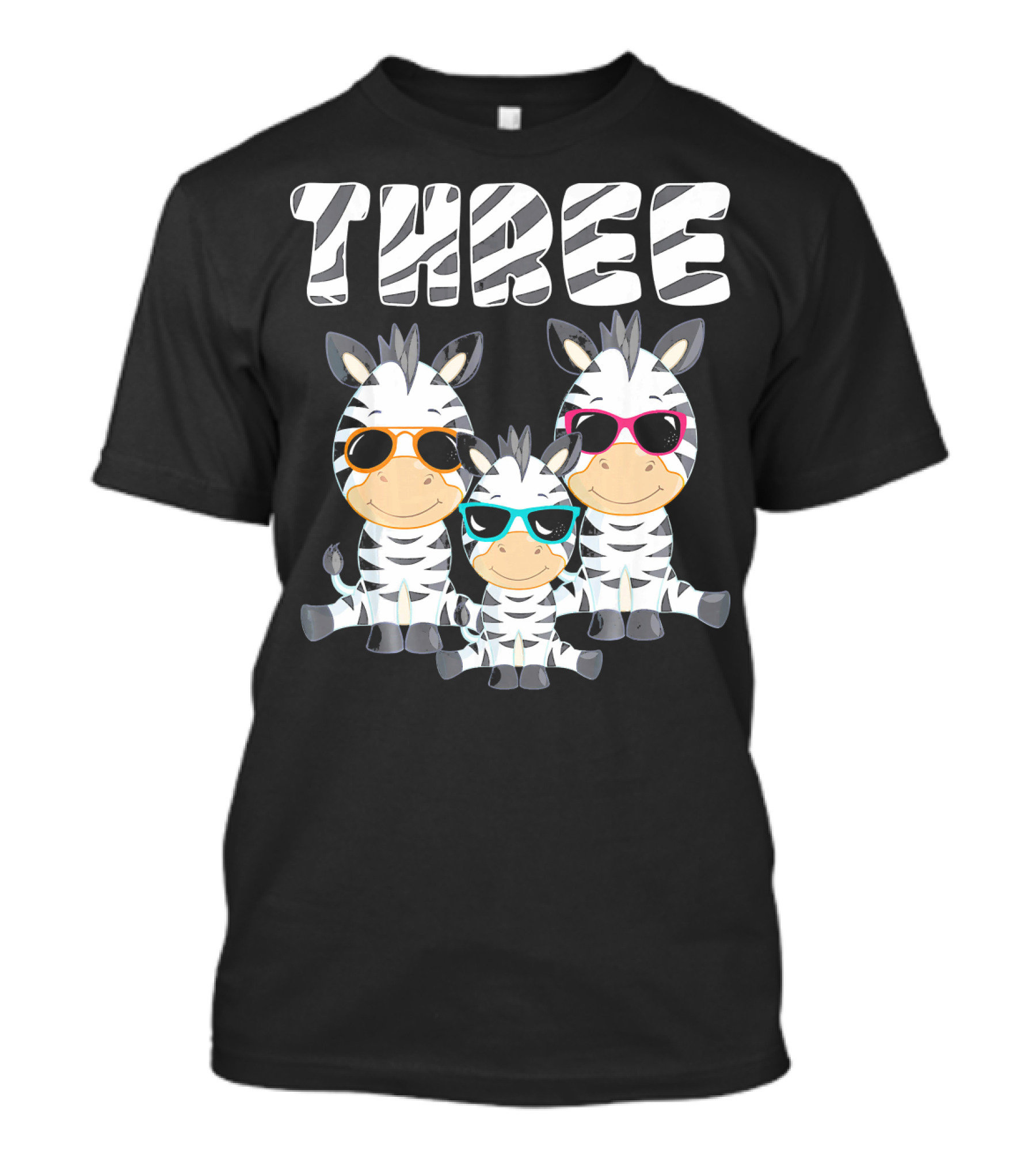 Three Cool Zebra 3rd Birthday Party 3 Year Old T-Shirt