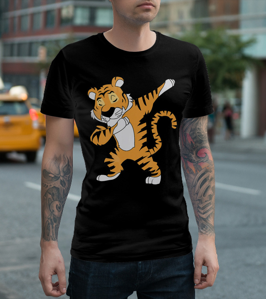 Dabbing Tiger Funny Dance Move Dab Tiger Cartoon T-Shirt