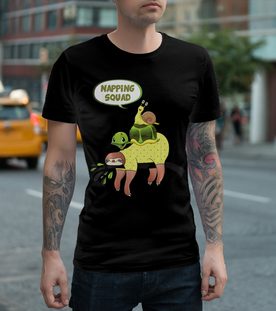 Napping Squad Cute Sloth Turtle Snail Riding Fun T-Shirt