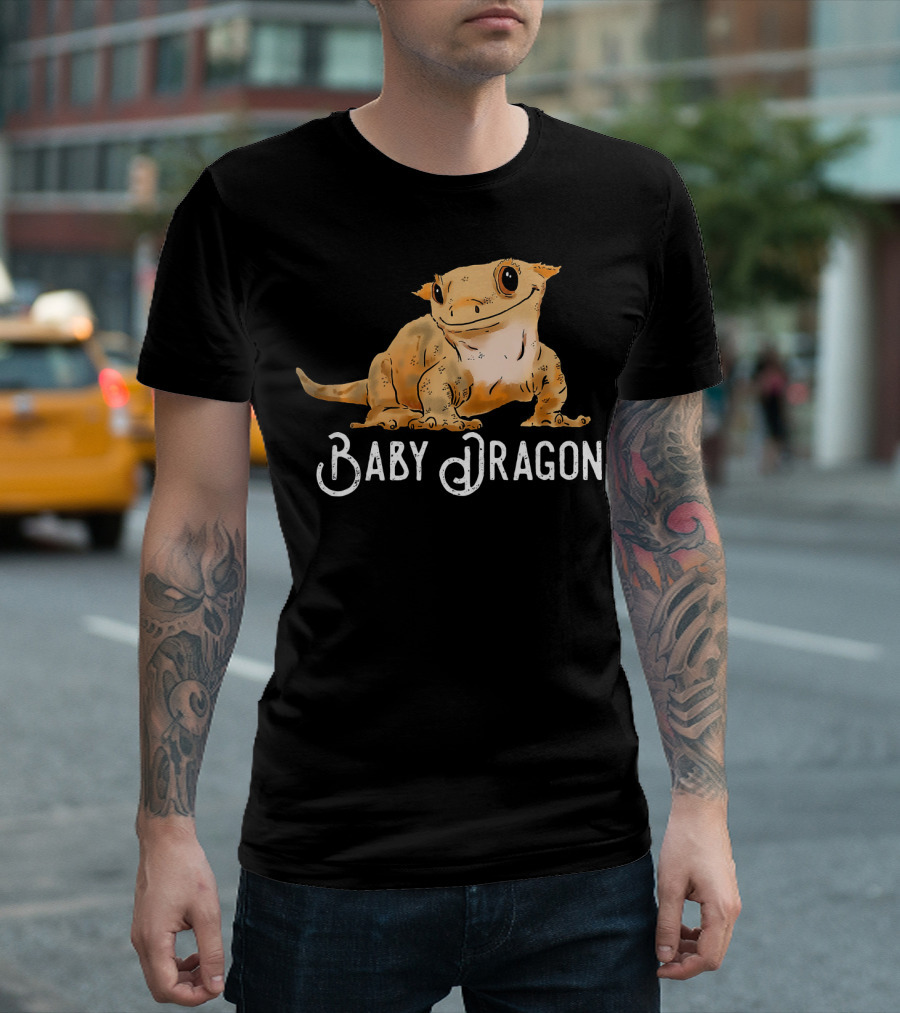 Crested Gecko Crestie Drawing Dr Baby Dragon T-Shirt