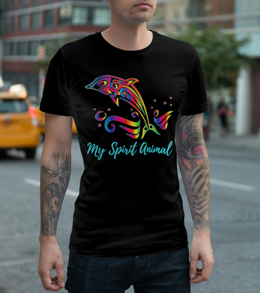 Dolphin My Spirit Animal Rainbow T-Shirt