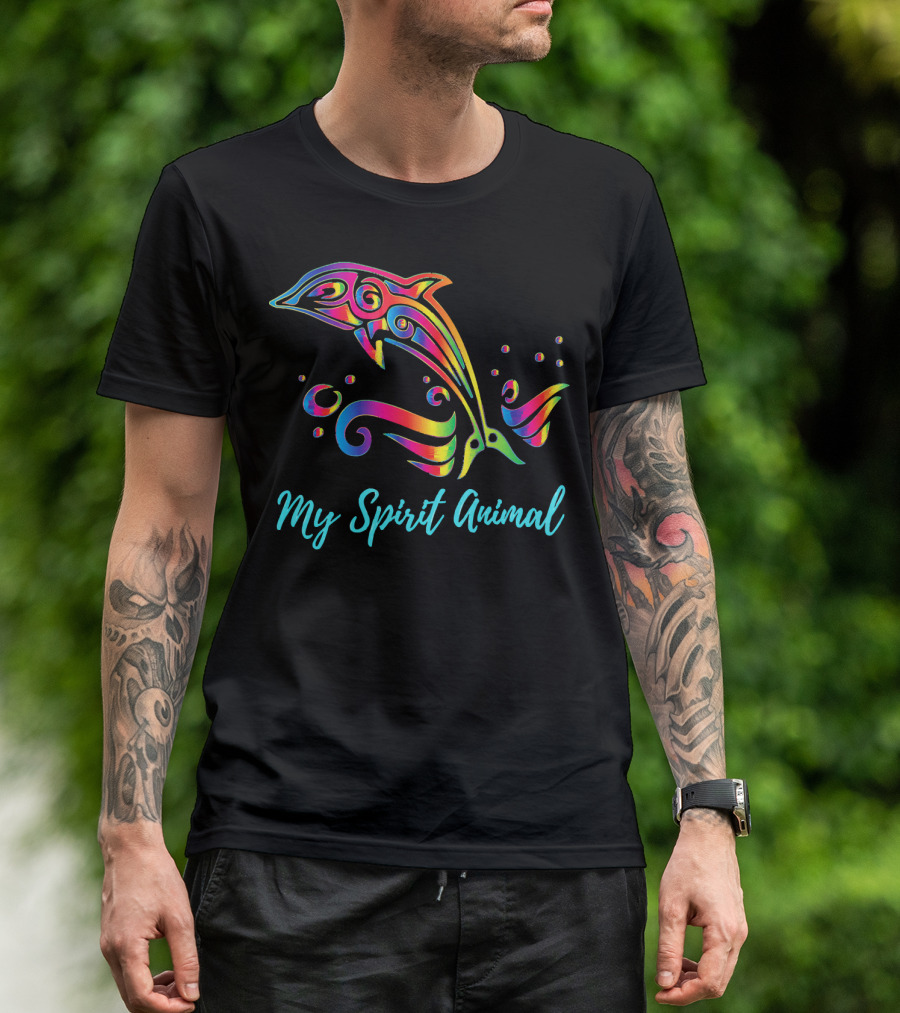 Dolphin My Spirit Animal Rainbow T-Shirt