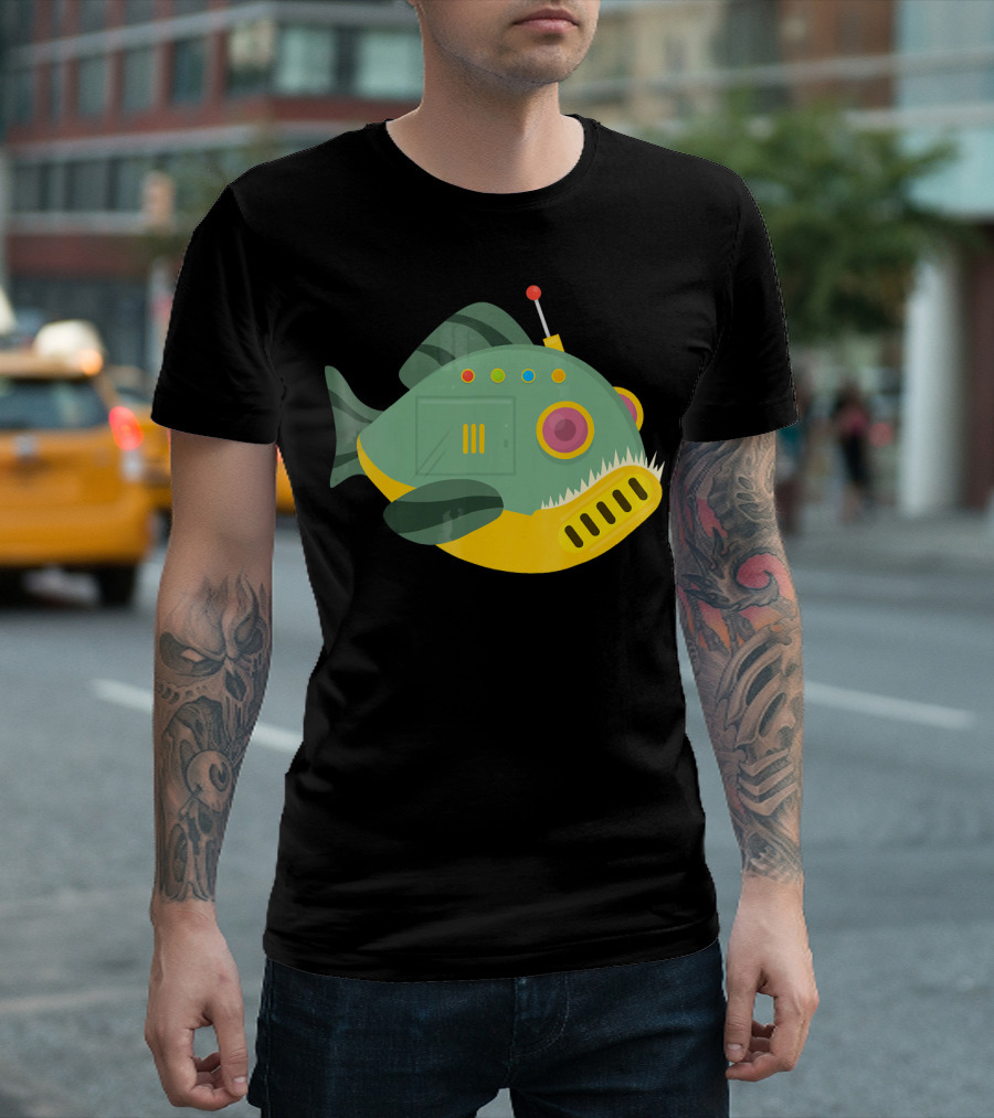 Bit Mexing Piranha Trading Bot Submarine Robot Fish T-Shirt