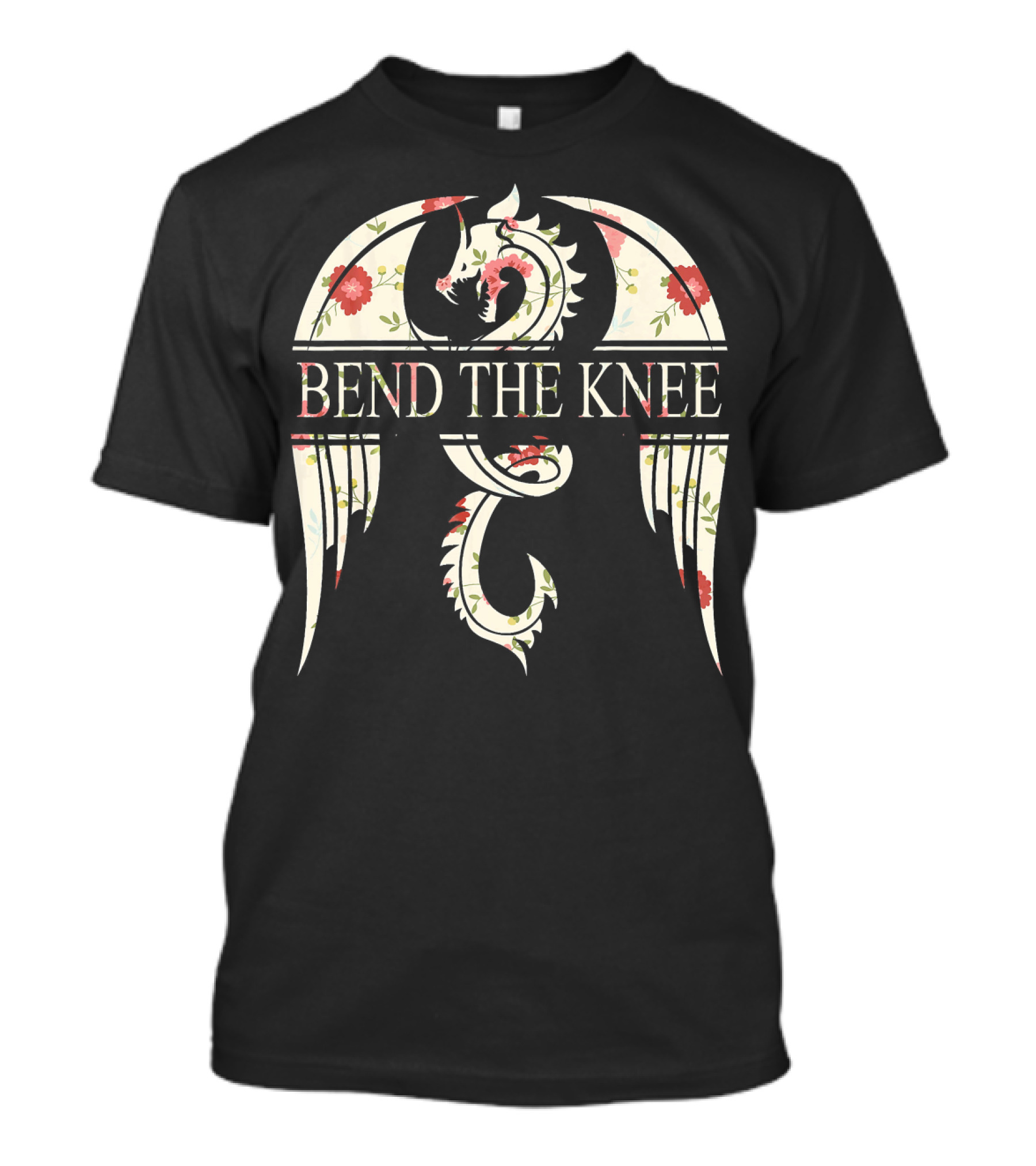 Bend The Knee Floral Dragon Emblem T-Shirt