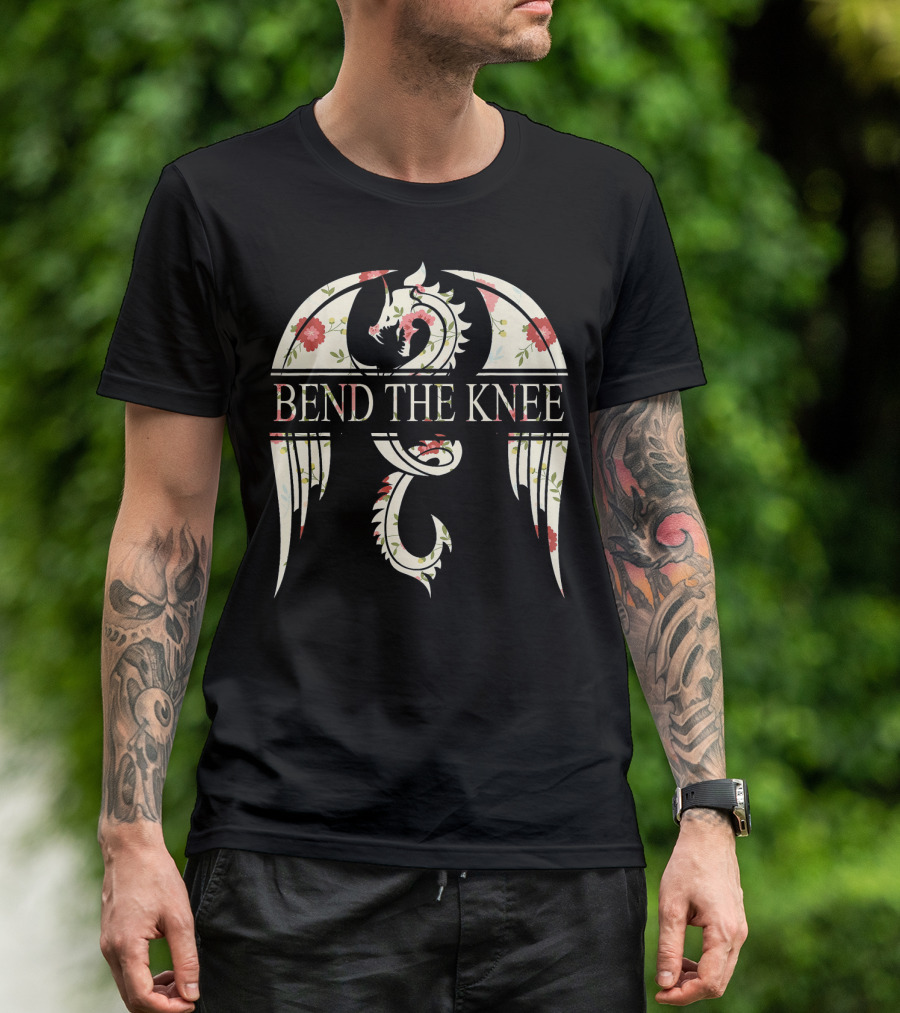 Bend The Knee Floral Dragon Emblem T-Shirt