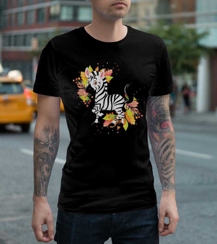 Cute Zebra Autumn Thanksgiving Funny Charm T-Shirt