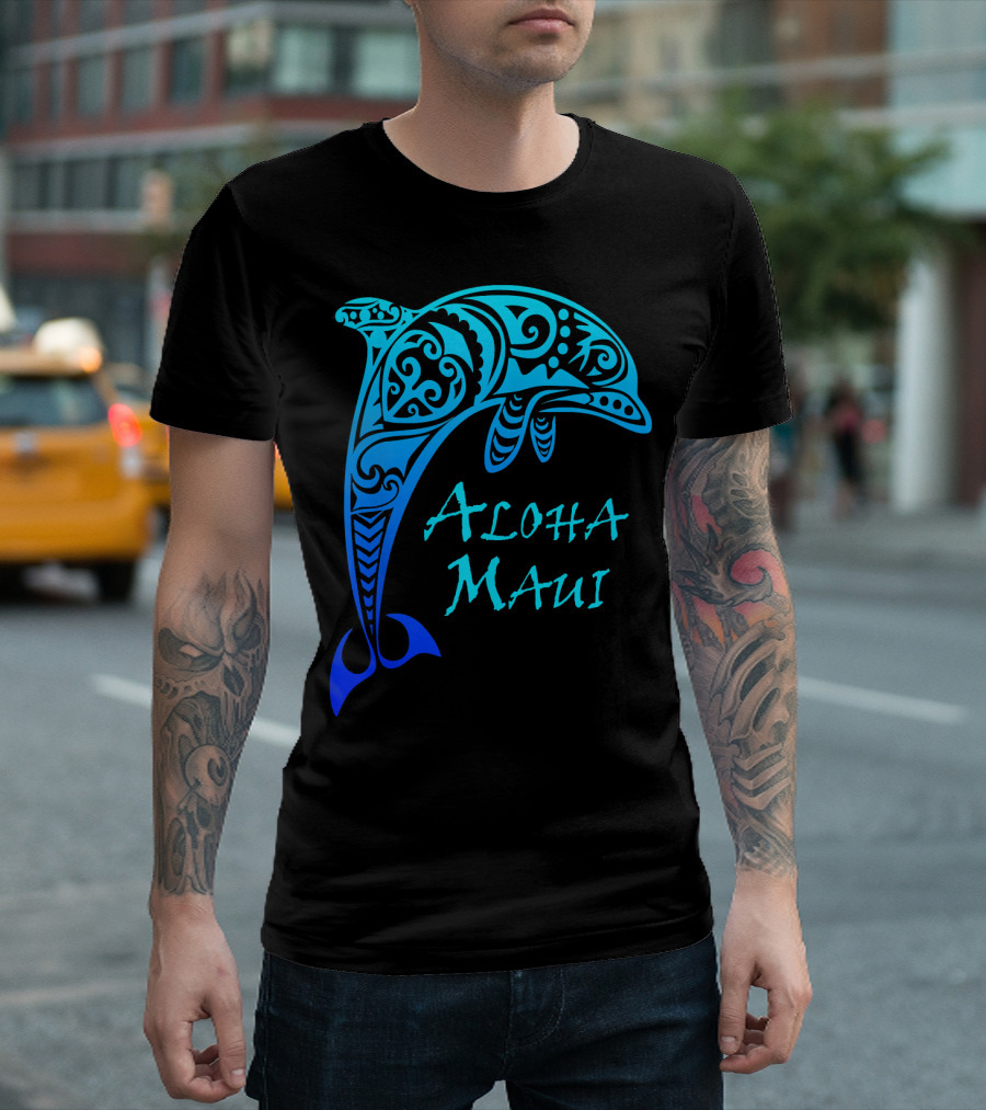 Aloha Maui Vintage Tribal Dolphin T-Shirt