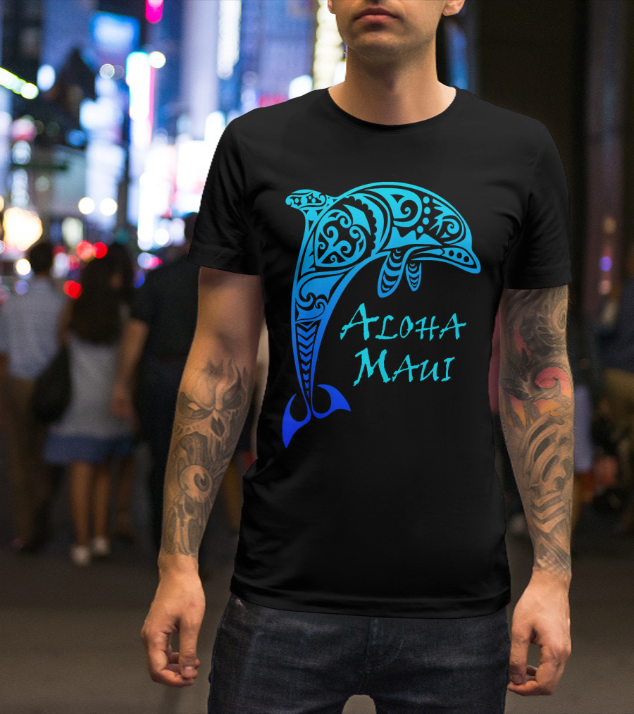 Aloha Maui Vintage Tribal Dolphin T-Shirt