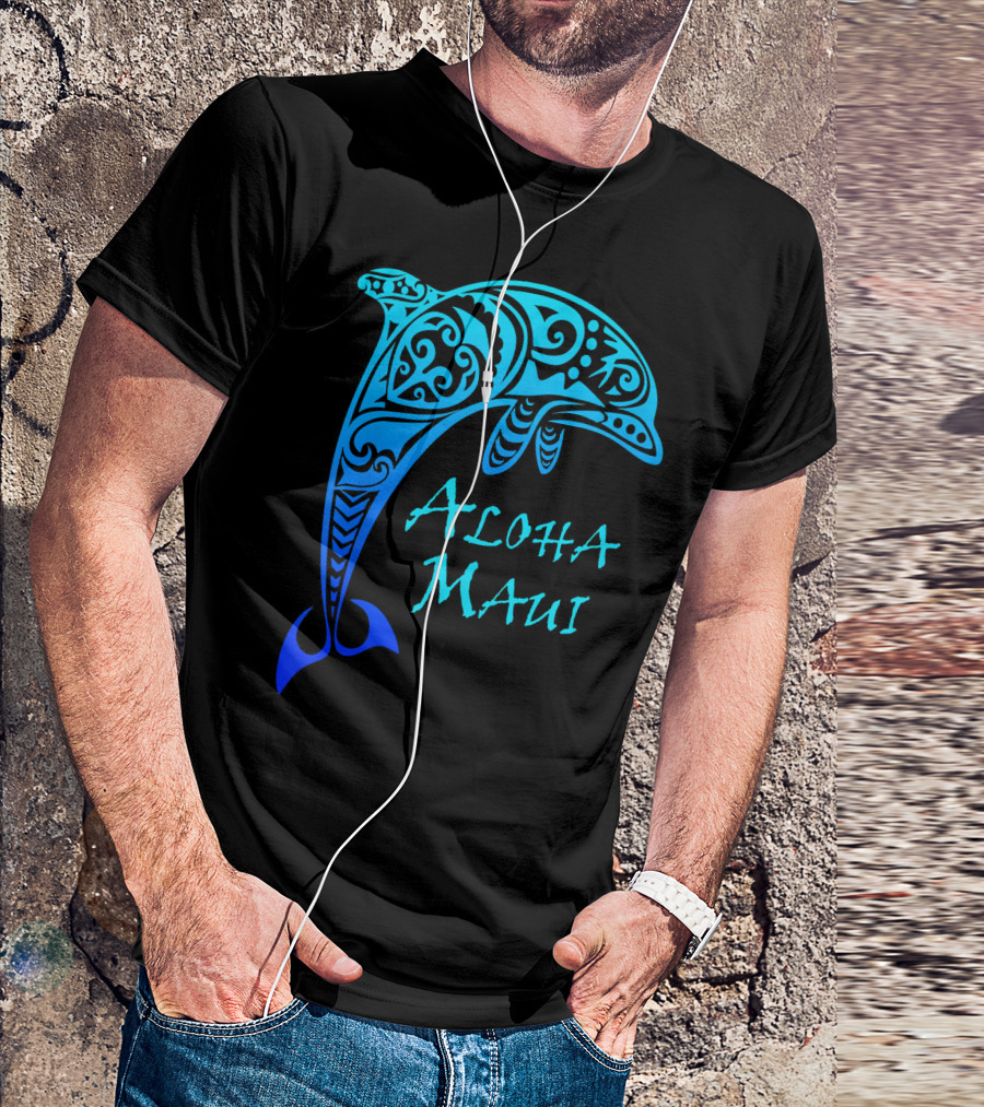 Aloha Maui Vintage Tribal Dolphin T-Shirt