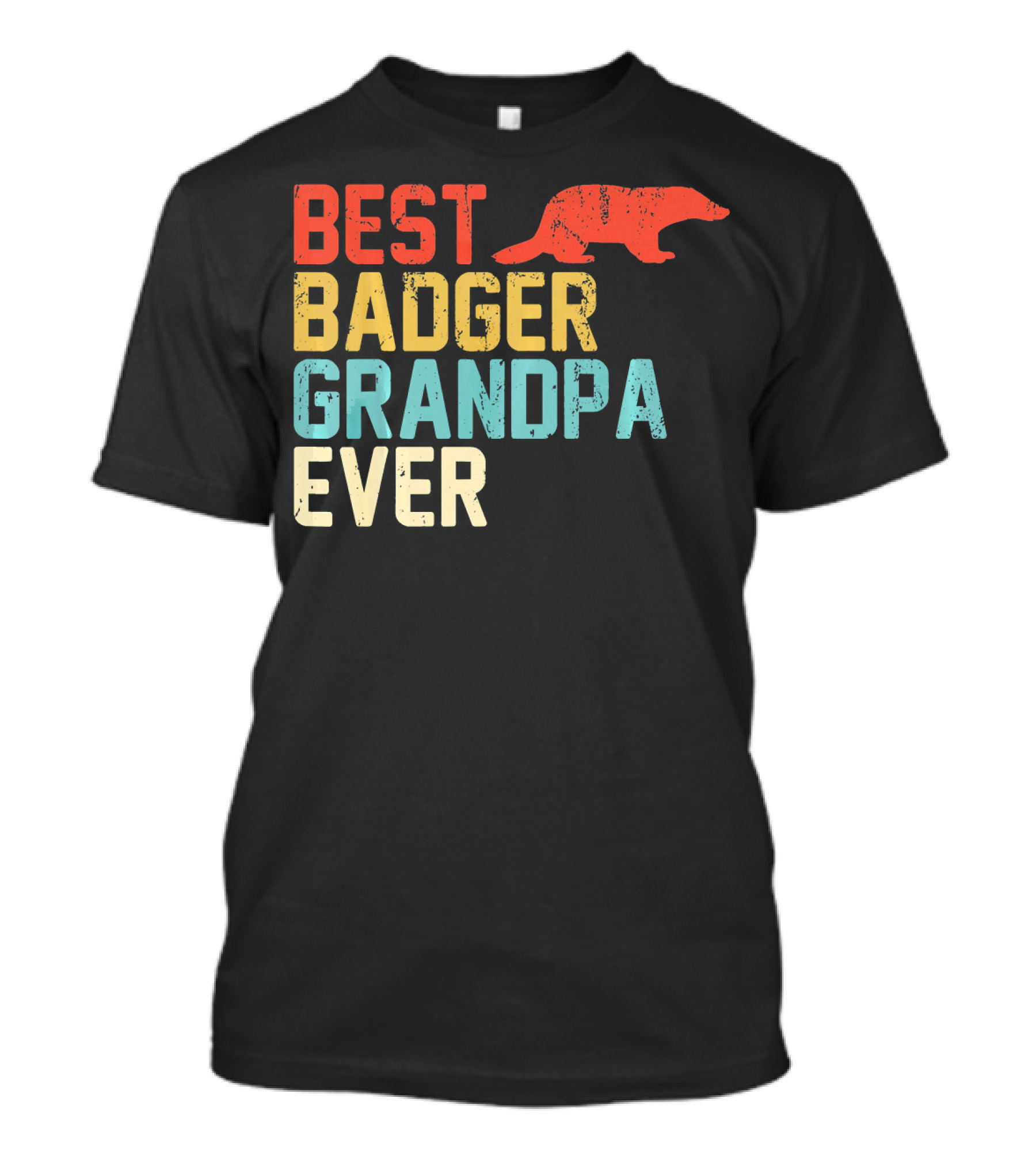 Best BADGER Grandpa Ever Retro T-Shirt